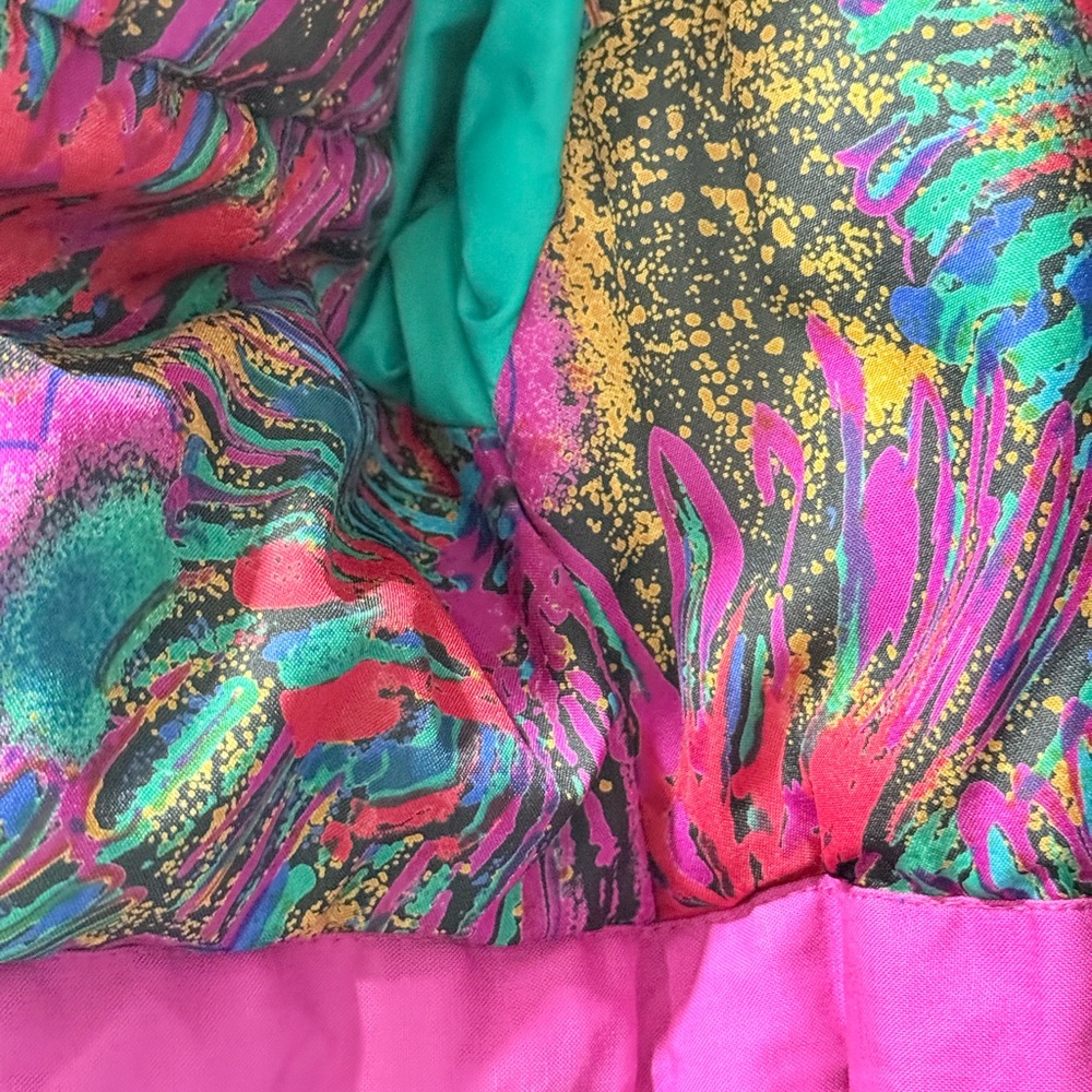 Vintage oversized Teal and Pink Puffer Jacket Small - Picture 4 of 15